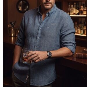 Jameson Whiskey‎ Lee Valley Ireland Linen Blend Long Sleeve Men's Shirt XXL